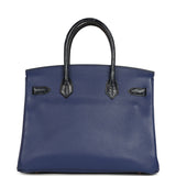 Pre-owned Hermes Birkin 30 Bleu Saphir Novillo, Bleu Marine Matte Alligator Touch Rose Gold Hardware - Thumbnail View 4