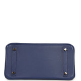 Pre-owned Hermes Birkin 30 Bleu Saphir Novillo, Bleu Marine Matte Alligator Touch Rose Gold Hardware - Thumbnail View 6