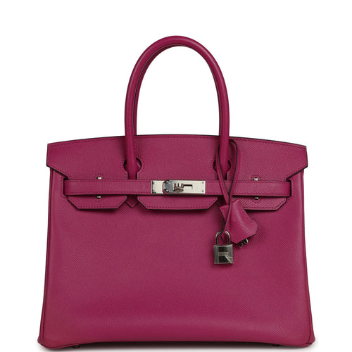 Pre-owned Hermes Birkin 30 Rose Pourpre Epsom Palladium Hardware