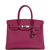 Pre-owned Hermes Birkin 30 Rose Pourpre Epsom Palladium Hardware - Thumbnail View 1