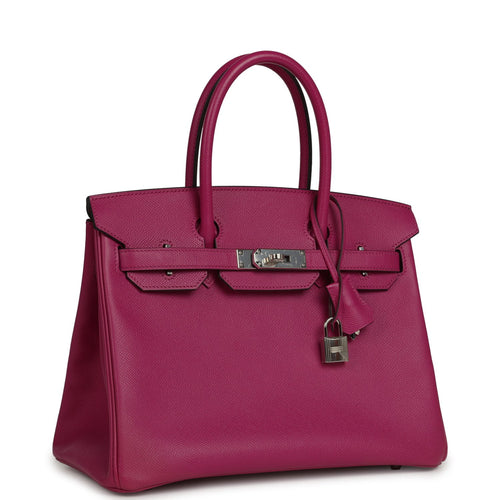Pre-owned Hermes Birkin 30 Rose Pourpre Epsom Palladium Hardware