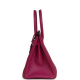 Pre-owned Hermes Birkin 30 Rose Pourpre Epsom Palladium Hardware - Thumbnail View 3