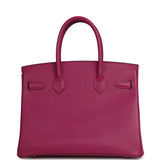 Pre-owned Hermes Birkin 30 Rose Pourpre Epsom Palladium Hardware - Thumbnail View 4