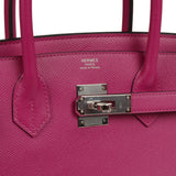 Pre-owned Hermes Birkin 30 Rose Pourpre Epsom Palladium Hardware - Thumbnail View 7