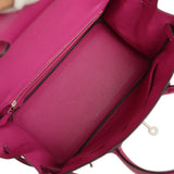 Pre-owned Hermes Birkin 30 Rose Pourpre Epsom Palladium Hardware - Thumbnail View 9
