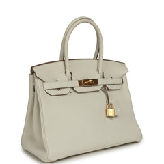 Pre-owned Hermes Birkin 30 Mushroom Togo Gold Hardware