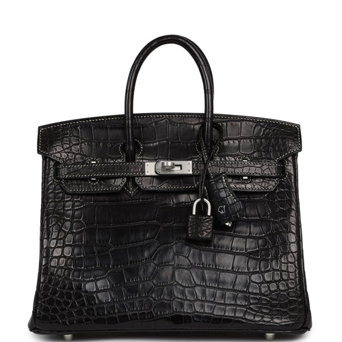 Hermes Special Order (HSS) Birkin 25 Black Verso Matte Alligator Brushed Palladium Hardware