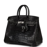 Hermes Special Order (HSS) Birkin 25 Black Matte Verso Alligator Brushed Palladium Hardware - Thumbnail View 5