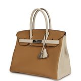 Pre-owned Hermes Special Order (HSS) Birkin 30 Chai, Craie Togo Palladium Hardware - Thumbnail View 5