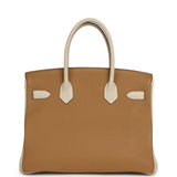 Pre-owned Hermes Special Order (HSS) Birkin 30 Chai, Craie Togo Palladium Hardware - Thumbnail View 3