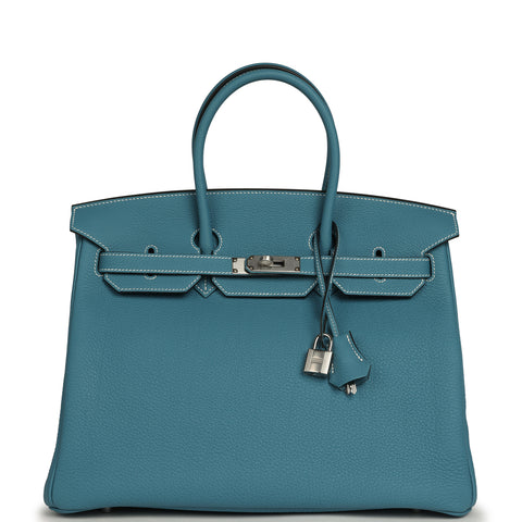 Hermes Birkin 35 Blue Jean Togo Palladium Hardware