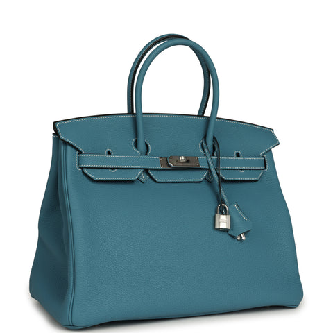 Hermes Birkin 35 Blue Jean Togo Palladium Hardware