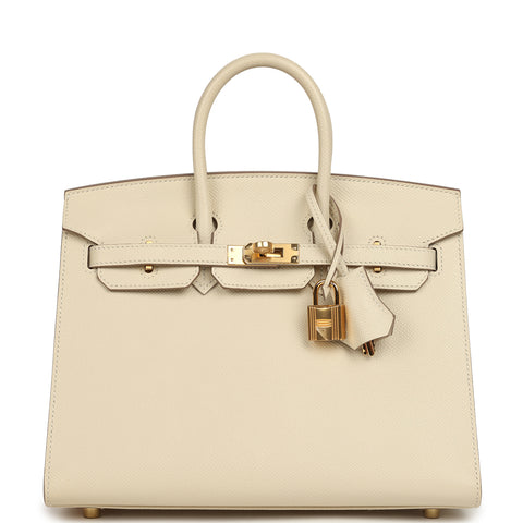 Hermes Birkin Sellier 25 Craie Epsom Gold Hardware