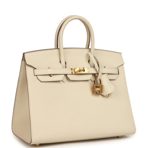 Hermes Birkin Sellier 25 Craie Epsom Gold Hardware