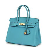Pre-owned Hermes Birkin 30 Bleu du Nord Togo Gold Hardware - Thumbnail View 5
