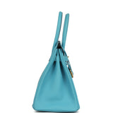 Pre-owned Hermes Birkin 30 Bleu du Nord Togo Gold Hardware - Thumbnail View 3