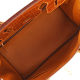 Pre-owned Hermes Birkin 30 Caramel Togo, Tabac Camel Shiny Niloticus Crocodile Touch Gold Hardware - Thumbnail View 9
