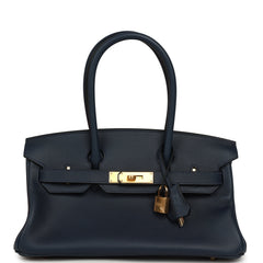 Hermes Shoulder Birkin Light 29 Bleu Abysse Evercolor Gold Hardware