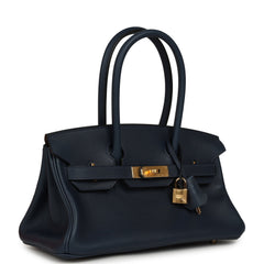 Hermes Shoulder Birkin Light 29 Bleu Abysse Evercolor Gold Hardware