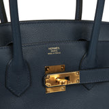 Hermes Shoulder Birkin Light 29 Bleu Abysse Evercolor Gold Hardware - Thumbnail View 7