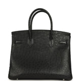Pre-owned Hermes Birkin 30 Black Ostrich Palladium Hardware - Thumbnail View 4