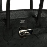 Pre-owned Hermes Birkin 30 Black Ostrich Palladium Hardware - Thumbnail View 7