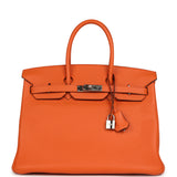 Pre-owned Hermes Birkin 35 Orange Clemence Palladium Hardware - Thumbnail View 1