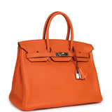 Pre-owned Hermes Birkin 35 Orange Clemence Palladium Hardware - Thumbnail View 2