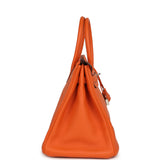 Pre-owned Hermes Birkin 35 Orange Clemence Palladium Hardware - Thumbnail View 3