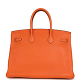 Pre-owned Hermes Birkin 35 Orange Clemence Palladium Hardware - Thumbnail View 4