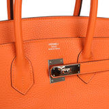 Pre-owned Hermes Birkin 35 Orange Clemence Palladium Hardware - Thumbnail View 7