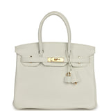 Pre-owned Hermès Birkin 30 White Clemence Gold Hardware - Thumbnail View 1