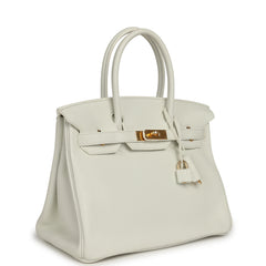 Pre-owned Hermès Birkin 30 White Clemence Gold Hardware