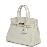 Pre-owned Hermès Birkin 30 White Clemence Gold Hardware - Thumbnail View 5