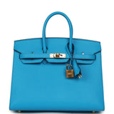 Pre-owned Hermes Birkin Sellier 25 Bleu Frida Epsom Gold Hardware - Thumbnail View 1
