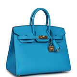 Pre-owned Hermes Birkin Sellier 25 Bleu Frida Epsom Gold Hardware - Thumbnail View 2
