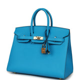 Pre-owned Hermes Birkin Sellier 25 Bleu Frida Epsom Gold Hardware - Thumbnail View 5