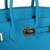 Pre-owned Hermes Birkin Sellier 25 Bleu Frida Epsom Gold Hardware - Thumbnail View 7