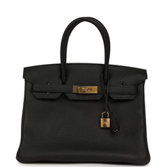 Pre-owned Hermes Birkin 30 Black Togo Gold Hardware