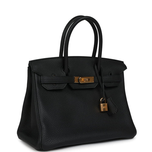 Pre-owned Hermes Birkin 30 Black Togo Gold Hardware