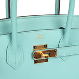 Pre-owned Hermes Birkin 30 Bleu Atoll Epsom Gold Hardware - Thumbnail View 7