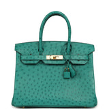 Pre-owned Hermes Birkin 30 Vert Verone Ostrich Gold Hardware - Thumbnail View 1
