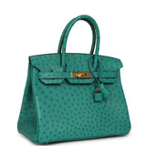 Pre-owned Hermes Birkin 30 Vert Verone Ostrich Gold Hardware - Thumbnail View 2