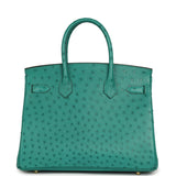 Pre-owned Hermes Birkin 30 Vert Verone Ostrich Gold Hardware - Thumbnail View 4
