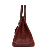 Vintage Hermes Birkin 35 Tangerine, Rouge H, Rouge Vif Ostrich Gold Hardware - Thumbnail View 4