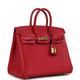 Pre-owned Hermes Special Order (HSS) Birkin 25 Rouge Casaque Verso Chevre Mysore Gold Hardware - Thumbnail View 2