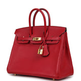 Pre-owned Hermes Special Order (HSS) Birkin 25 Rouge Casaque Verso Chevre Mysore Gold Hardware - Thumbnail View 5