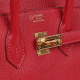 Pre-owned Hermes Special Order (HSS) Birkin 25 Rouge Casaque Verso Chevre Mysore Gold Hardware - Thumbnail View 7