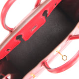 Pre-owned Hermes Special Order (HSS) Birkin 25 Rouge Casaque Verso Chevre Mysore Gold Hardware - Thumbnail View 8