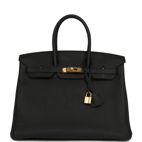Pre-owned Hermes Birkin 35 Black Togo Gold Hardware